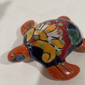 TALAVERA 3.5” Mexican Turtle Hand Made Hand Painted Folk Art Colorful